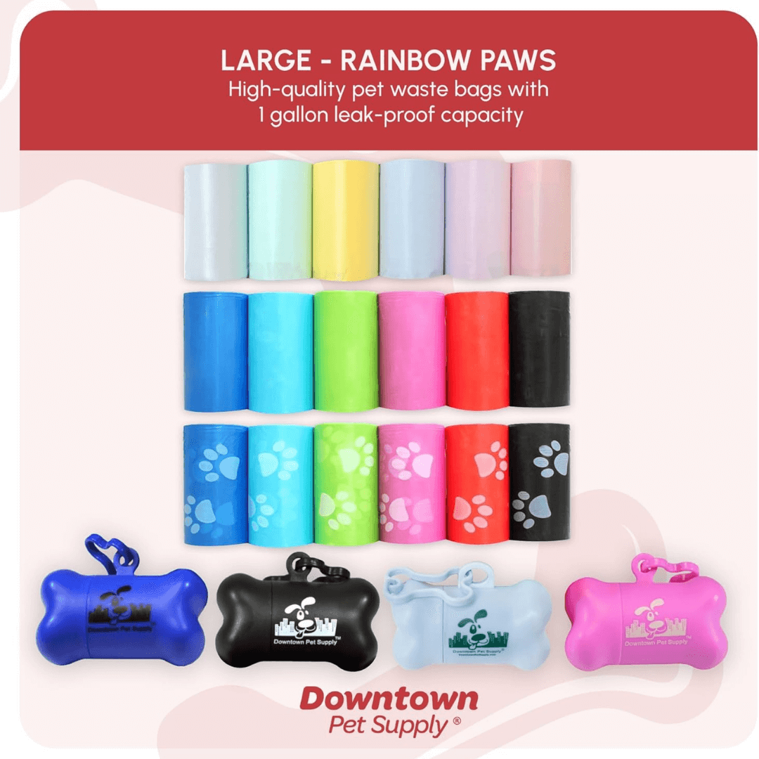 Downtown Pet Supply Rainbow Paw Print Poop Bags